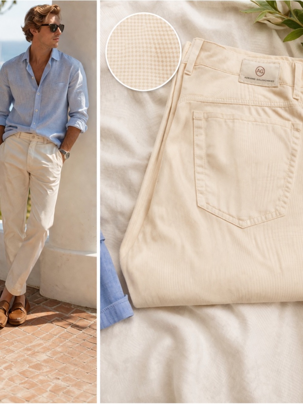 AG Matchbox Slim Straight Pants Ivory Dust 32x34 NWOT”